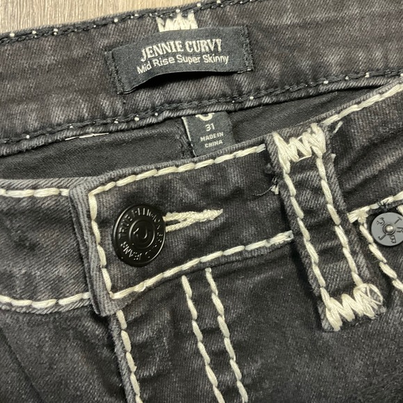 True Religion Jeans Womens 31 Black Jennie Curvy Mid Rise Super Skinny White - Picture 4 of 6